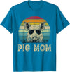 Pig Mom Vintage Retro Mothers Day Funny Gift Vintage Pig Mom Pig Lovers Mommy Mother's Day T-Shirt - Sapphire Blue