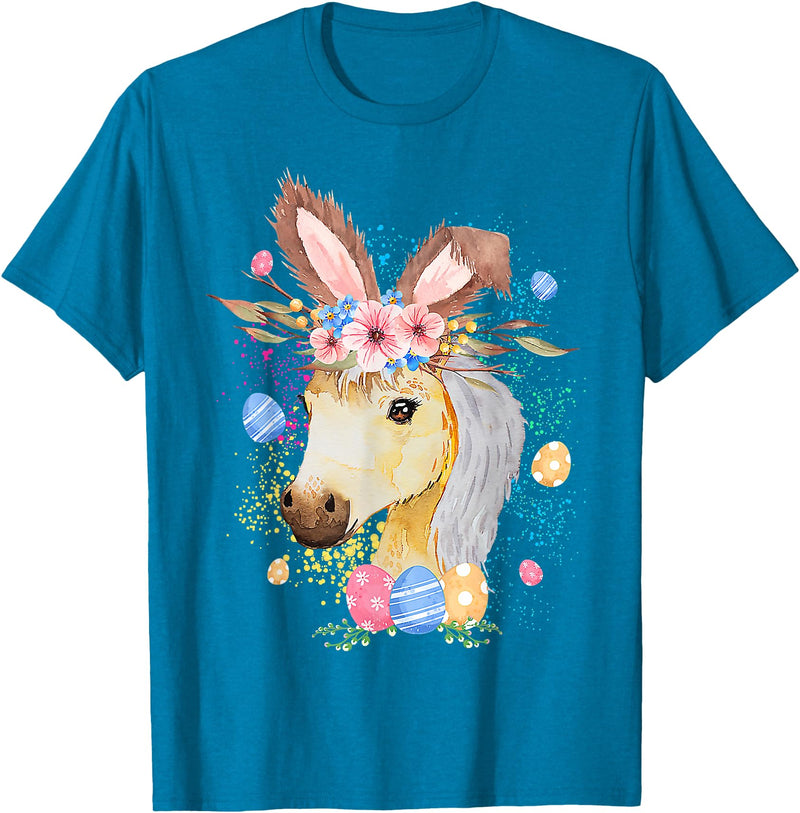 Happy Easter Bunny Horse Funny Rabbit for Men Women Kids T-Shirt in Sapphire Blue