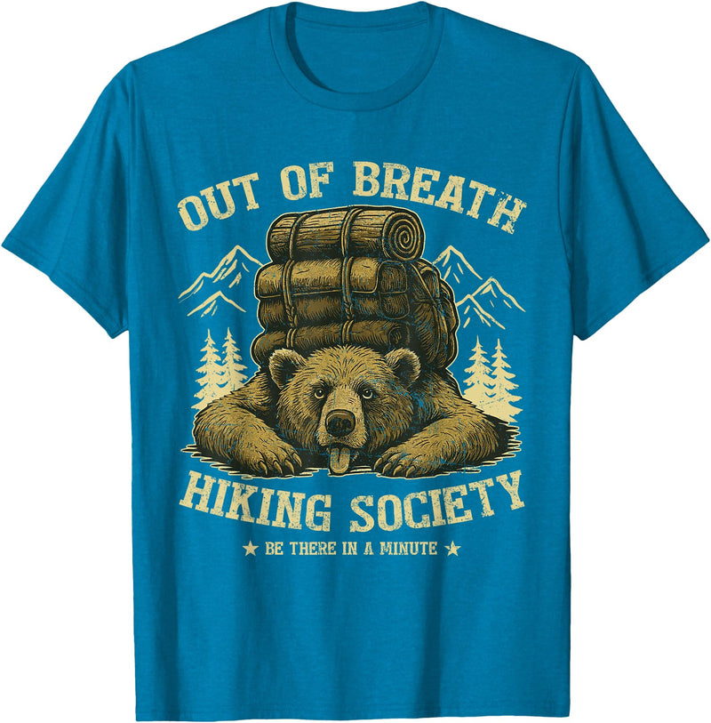 Bear Camp Trekkers Funny Hiking Bear Out of Breath Joke T-Shirt - Sapphire Blue