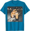 Hamster Drinking Iced Coffee Funny Animal Meme Men Women T-Shirt - Sapphire Blue