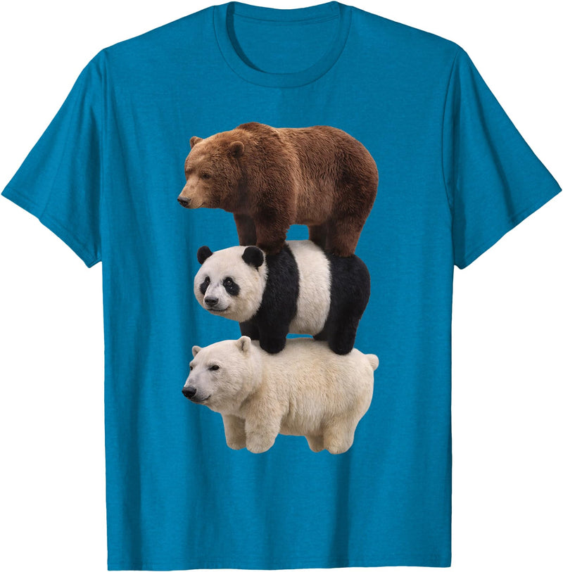 Funny Stacked Bear Panda Polar Bear Animal We Bears Realistic Stacked Bares Meme Animal T-Shirt - Sapphire Blue