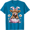 Funny Cow Easter Rabbit Cute Highland Cows Lover Easter Day T-Shirt - Sapphire Blue