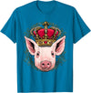 Wowsome! King Pig Wearing Crown - Queen Pig Animal T-Shirt - Sapphire Blue