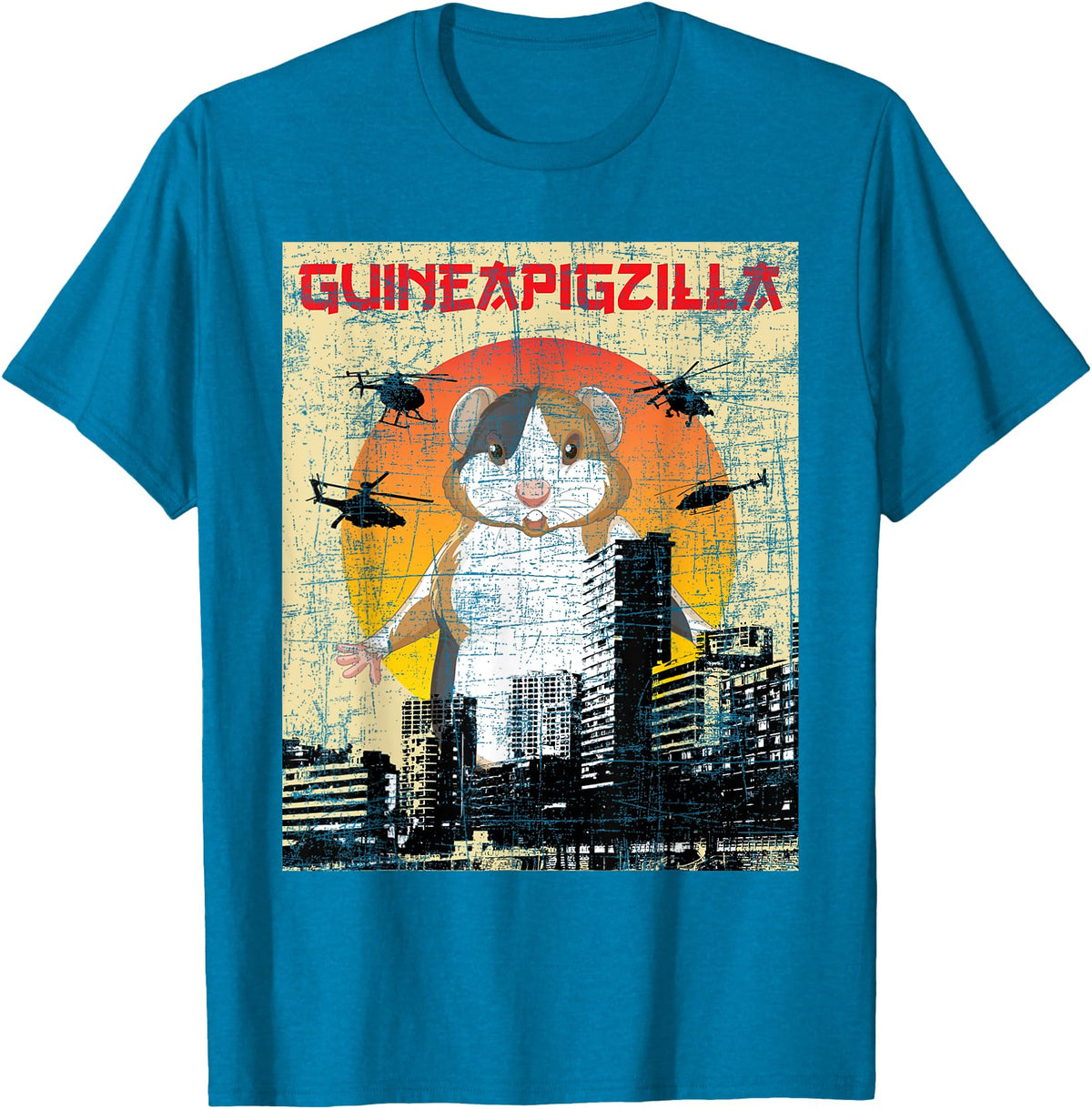 Funny Guinea Pig Shirts Guineapigzilla - Guinea Pig Animal Lover Rodent Pet Owner T-Shirt - Sapphire Blue