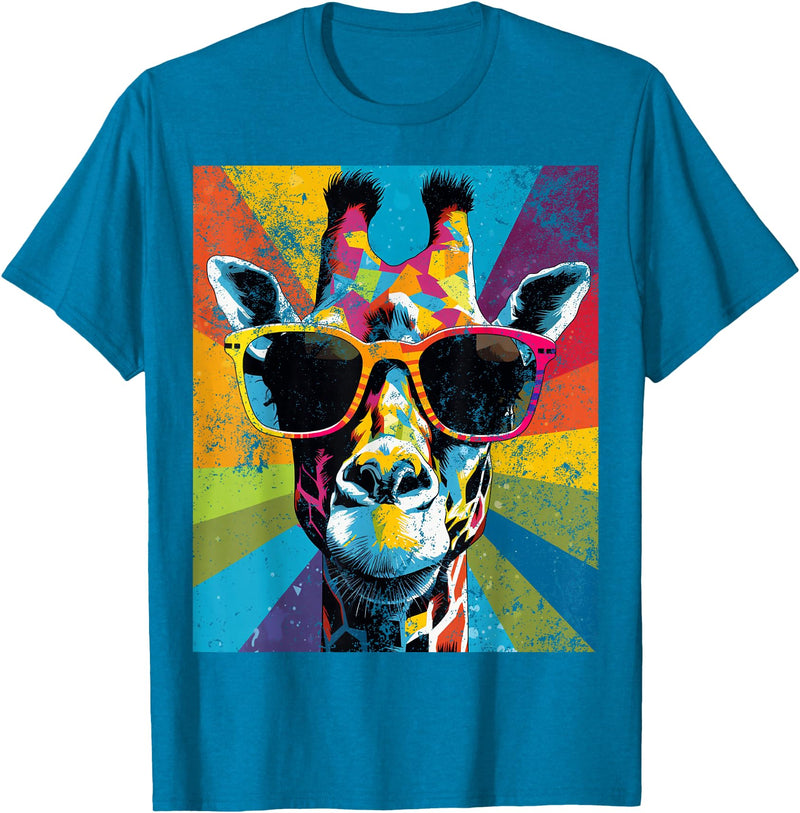 Giraffe Vintage Sunglasses Funny African By Tarin Giraffe Vintage Sunglasses Funny African Animal Lover T-Shirt - Sapphire Blue