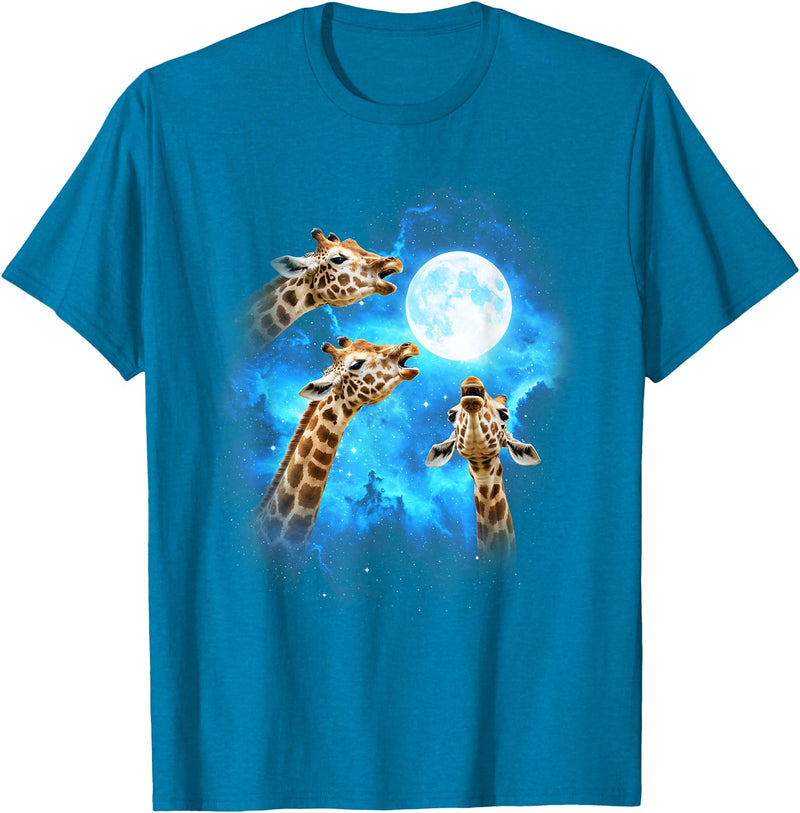 Animals howling blue 3 Giraffe Howling at The Moon Colorful Blue T-Shirt - Sapphire Blue