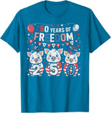 250th Patriotic 250 Years of Freedom 250th America Funny Pigs Patriotic 250 Years of Freedom T-Shirt - Sapphire Blue