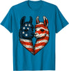 Fourth of July Clothing Co. Patriotic Llamas Heart American Flag 4th of July Graphic T-Shirt - Sapphire Blue