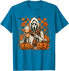 Halloween Pumpkin Ghost Autumn Leaves Graphic Cute Spooky Ghost Fall Halloween Coffee Latte Autumn Pumpkin T-Shirt -