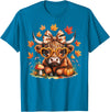 Fall Highland Cow Bow ThanksGiving Ades.shirt Fall Highland Cow Pumpkin Bow Thanksgiving Fall Girl Women T-Shirt - Sapphire
