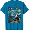 Bear Designs. Cute Panda Bear Van Gogh Style Starry Night Graphic T-Shirt - Sapphire Blue