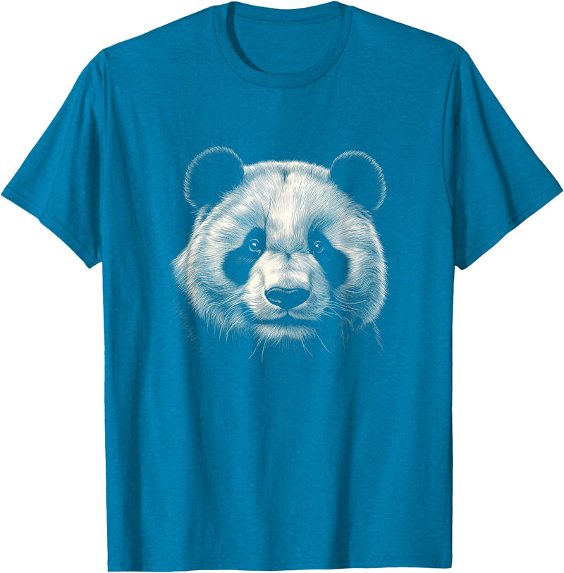 Panda Lover Theme Designs Panda Bear Face Graphic Art Design T-Shirt - Sapphire Blue