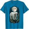 Polar Wilderness Fan Wildlife Lover Polar Bear Full Moon Night Forest Wildlife Nature Lover T-Shirt - Sapphire Blue