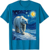 Polar Bear Van Gogh's Starry Night Wildlife Art Van Gogh's Starry Night Polar Bear Ice Bear Animal Lovers T-Shirt - Sapphire Blue