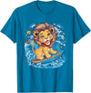 Cute Lion surfing gifts Cute Surfing Lion Riding the Waves T-Shirt - Sapphire Blue