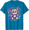 Vibrant Colorful Teddy Bear Illustration Rainbow Splash Teddy Bear T-Shirt - Sapphire Blue