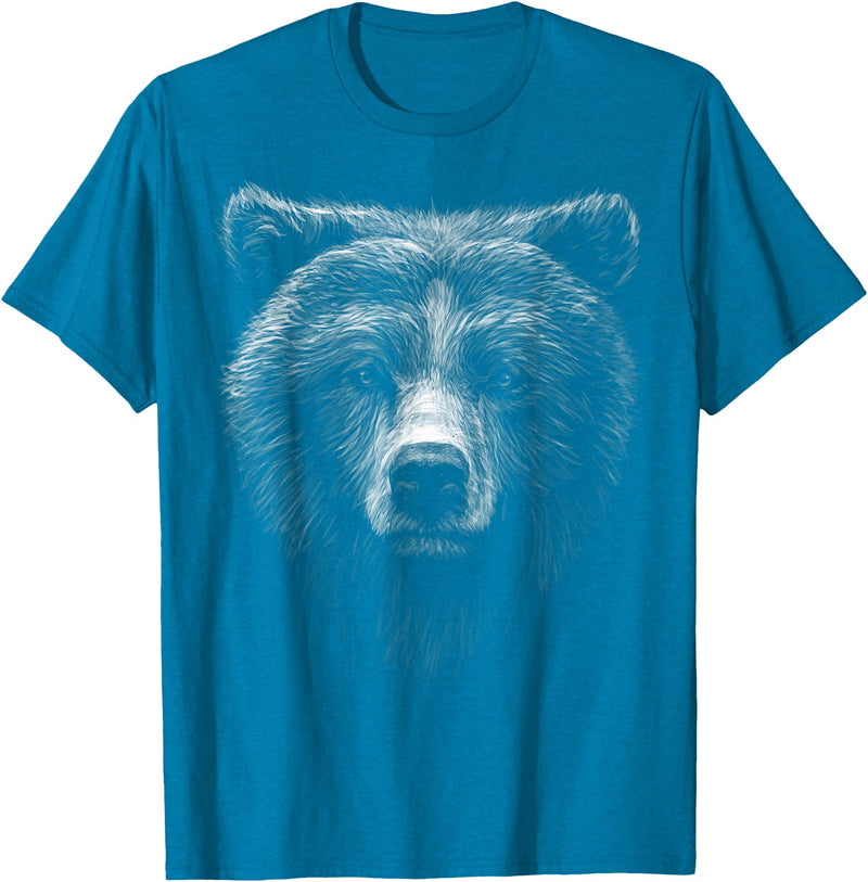 black animals art cute brown bear head black art for lovers Wild Bears animals T-Shirt - Sapphire Blue