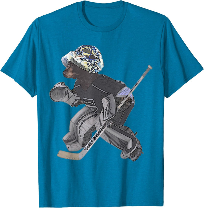Behrbones Bear Hockey Goalie T-Shirt - Sapphire Blue