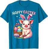 Farm Animal Lovers Cute Pig Easter Holiday Gifts Happy Easter Farm Animal Pig Lovers Bunny Women Kids Girls T-Shirt - Sapphire Blue