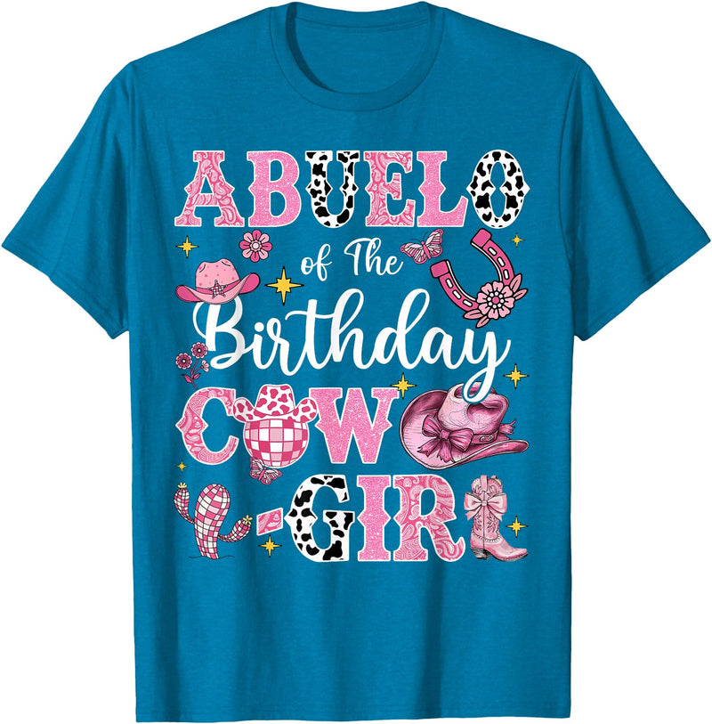 CowGirl Birthday Family Matching Abuelo Of The Birthday Cow-Girl Rodeo Abuelo Bday Party T-Shirt - Sapphire Blue
