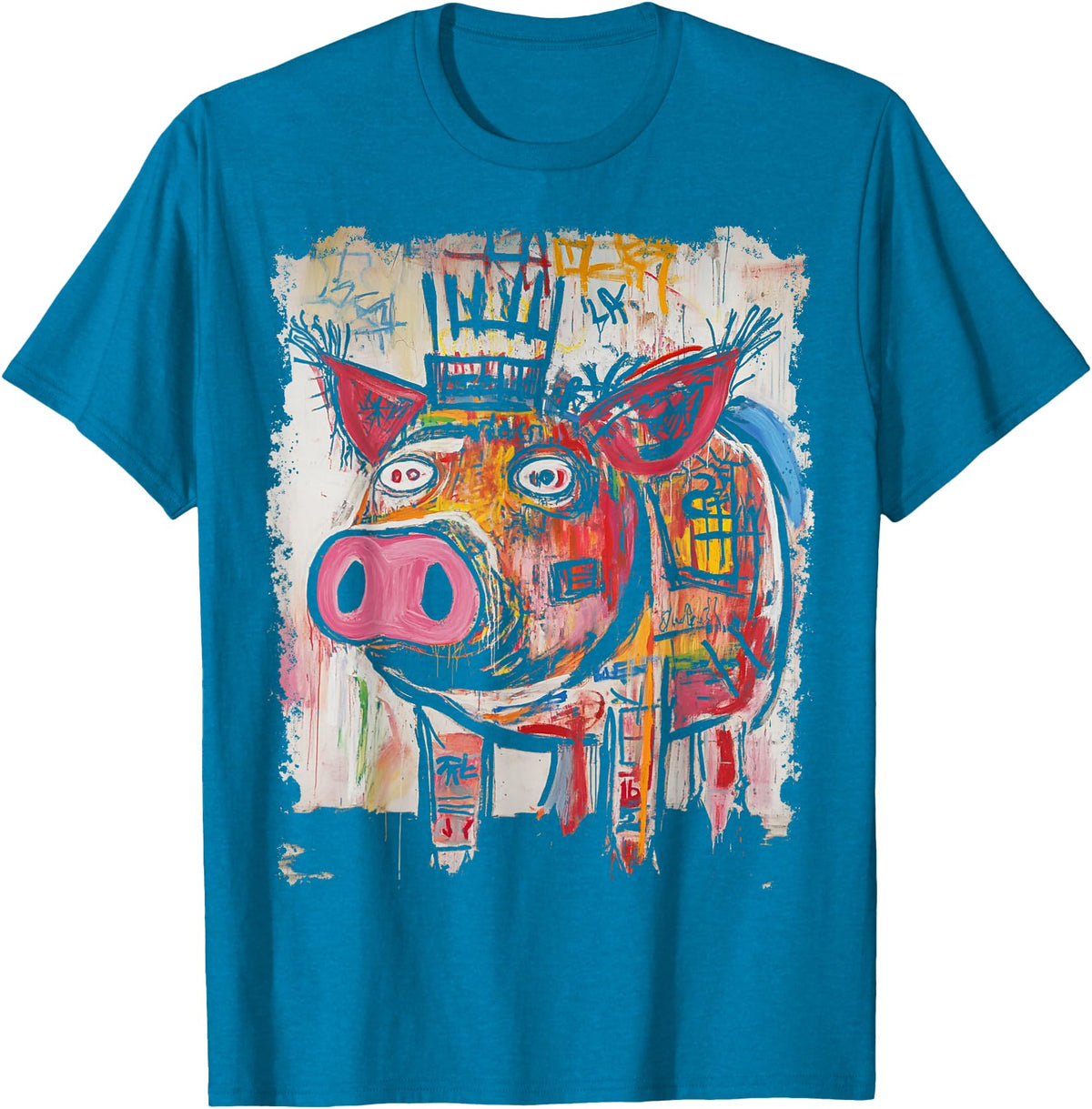 BADMENS&SIRENS Pig 90s Graffiti T-Shirt - Sapphire Blue
