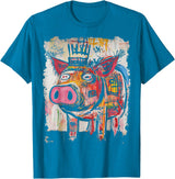 BADMENS&SIRENS Pig 90s Graffiti T-Shirt - Sapphire Blue