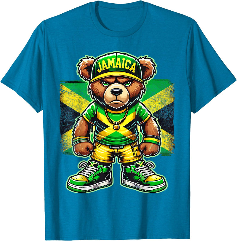 Jamaica Flag Lover Jamaica Flag Teddy Bear Jamaican T-Shirt - Sapphire Blue