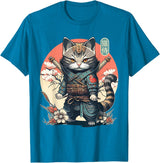 NINJA KITTEN WARRIORS Japanese Samurai Cat Tattoo, Kawaii Ninja Cat Women, Girls T-Shirt
