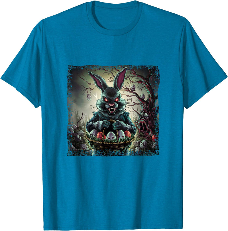 Cute Rabbit Lover Bunny Graphic T-Shirt (Kelly Green) in Sapphire Blue