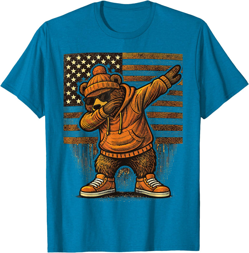 Vintage Dabbing Bear Retro Humor Gift Co Vintage Dabbing Bear Funny Retro Graphic T-Shirt - Sapphire Blue