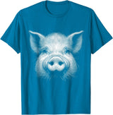 Animal Lovers Funny Quotes And Designs Pig Face Lover Art Design For Men And Women T-Shirt - Sapphire Blue