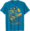 Bear playing Guitar Night-Sky Moon Guitar Grizzly Bear Blues Guitarist Starry Night Musician Music T-Shirt - Sapphire Blue