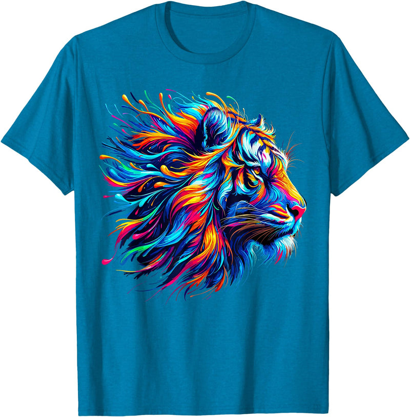 Funny Lion lover Gifts Colorful Lion T-Shirt - Sapphire Blue