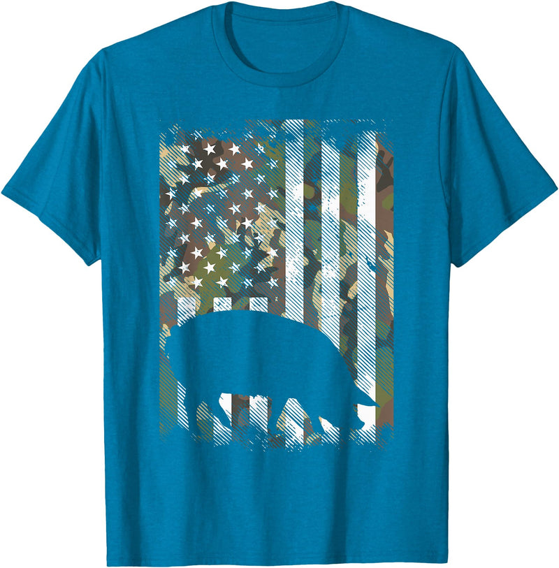 BoredKoalas Farming Farm Shirts Farmer Gifts Camo US Flag Pig Vintage Farm Animal Patriotic Farmer Gift T-Shirt - Sapphire Blue
