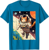 HAPPY DAWG - ARTS Astronaut Cat - Funny Space Cat Japanese Retro Kawaii Cute T-Shirt
