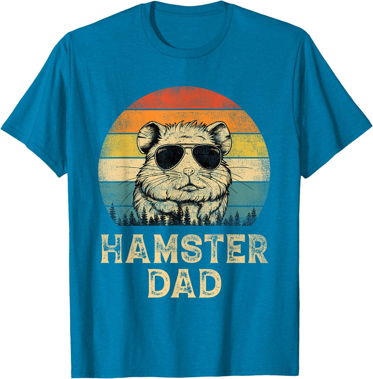 Vintage Hamster Dad Hamster Lovers Daddy Father's Day T-Shirt - Sapphire Blue