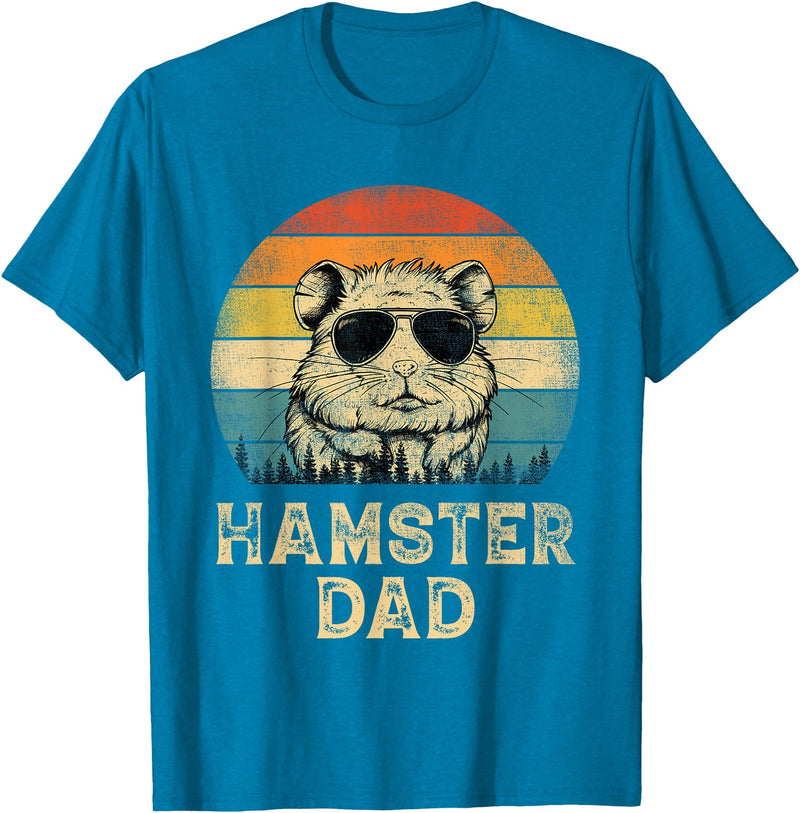 Vintage Hamster Dad Hamster Lovers Daddy Father's Day T-Shirt - Sapphire Blue