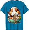Cute Guinea Pig Gifts Guinea Pig Eating Ramen Japanese Noodles T-Shirt - Sapphire Blue