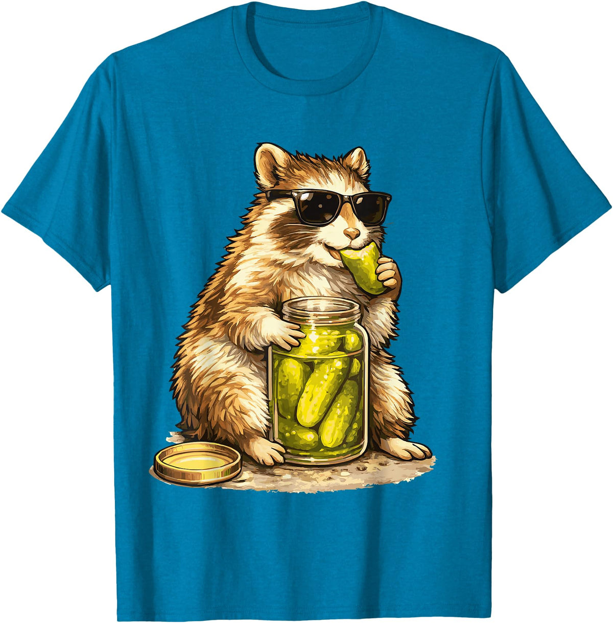 Pickle Munching Guinea Pig Designs Funny Guinea Pig Pickle Lover T-Shirt - Sapphire Blue