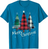 Merry Christmas Apparel Matching Family Clothes Merry Christmas Three Xmas Trees Buffalo Plaid Woman Gift T-Shirt - Sapphire