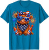 Cute Highland Cow 4th of July USA Flag Patriotic Cow Farmer T-Shirt - Sapphire Blue