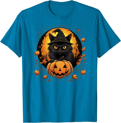 sketch.UP | Halloween Cat Graphics for Women Kids Funny Halloween Cat Costume Pumpkin Cat Black Cat Halloween T-Shirt for Men Women Kids