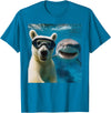 Selfie Polar Bear and Shark Summer Scuba Diving Funny Polar Bear Selfie with Shark Ocean Lovers T-Shirt - Sapphire Blue