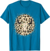 Funny Leopard Cow Skull designs Funny Leopard Cow Skull print Flower Rustic Turquoise T-Shirt - Sapphire Blue
