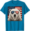 Retro Polar Bear USA Sunglasses July Fourth Polar Bear 4th of July US American Flag Patriotic T-Shirt - Sapphire Blue