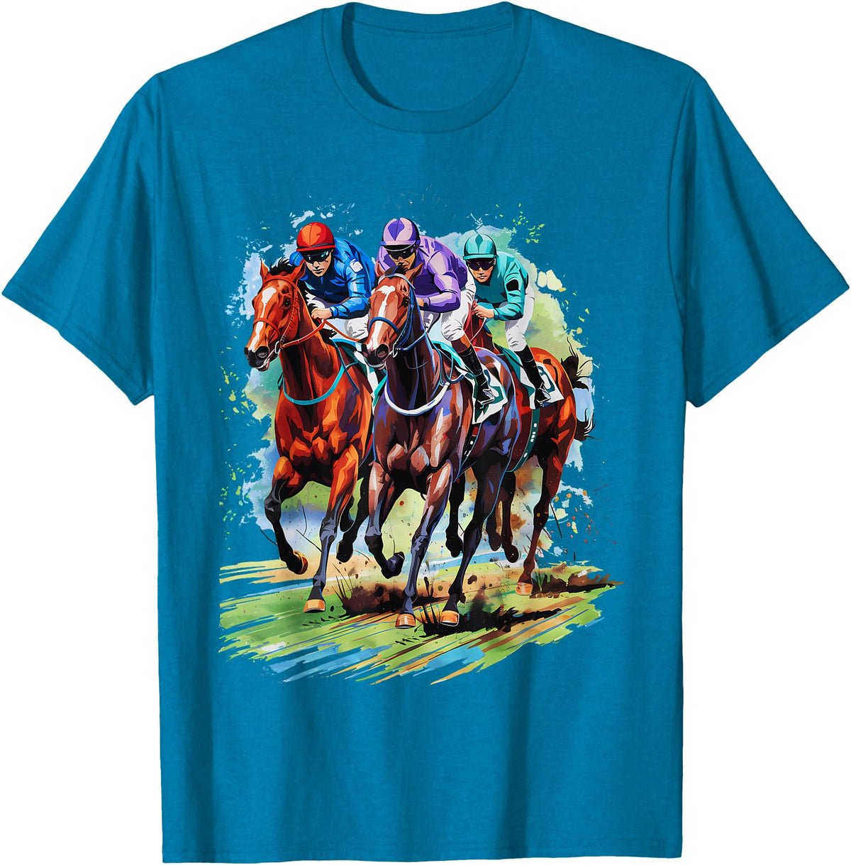 Horse Lover Gift Co. Funny Horse Racing Jockey Racer Derby Rider Race Track T-Shirt - Sapphire Blue
