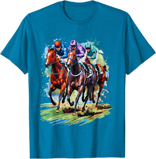 Horse Lover Gift Co. Funny Horse Racing Jockey Racer Derby Rider Race Track T-Shirt - Sapphire Blue