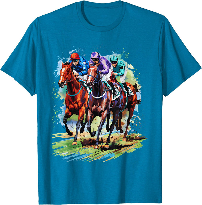 Horse Lover Gift Co. Funny Horse Racing Jockey Racer Derby Rider Race Track T-Shirt - Sapphire Blue