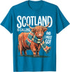 Funny Scottish Highland Cow Scotland is Calling and I Must go Scottish Highland Cow T-Shirt - Sapphire Blue
