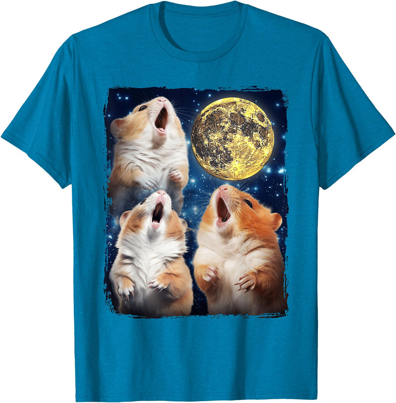 Hamsters Howling At Moon T-Shirt - Sapphire Blue